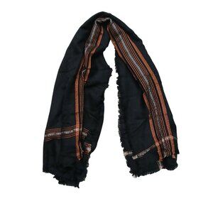 GUCCI Black & Copper/Orange White Stripes Shawl Wrap Scarf